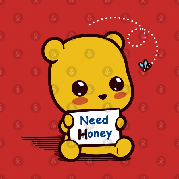 Cute Kawaii Funny Bear Cartoon Asking For Honey Cute Meme by BoggsNicolas