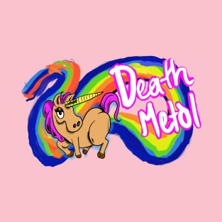 Death metal unicorn pooping a rainbow T-Shirt