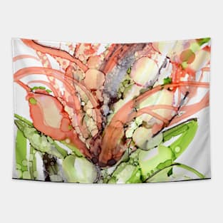 Orange Lilly Abstract Art Floral Painting Tapestry