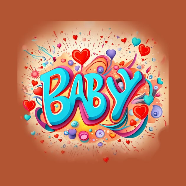 Sweet Twist - 'Baby' Amid Joyful Explosions and Hearts Tee by trubble