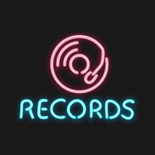 Records Neon Sign T-Shirt
