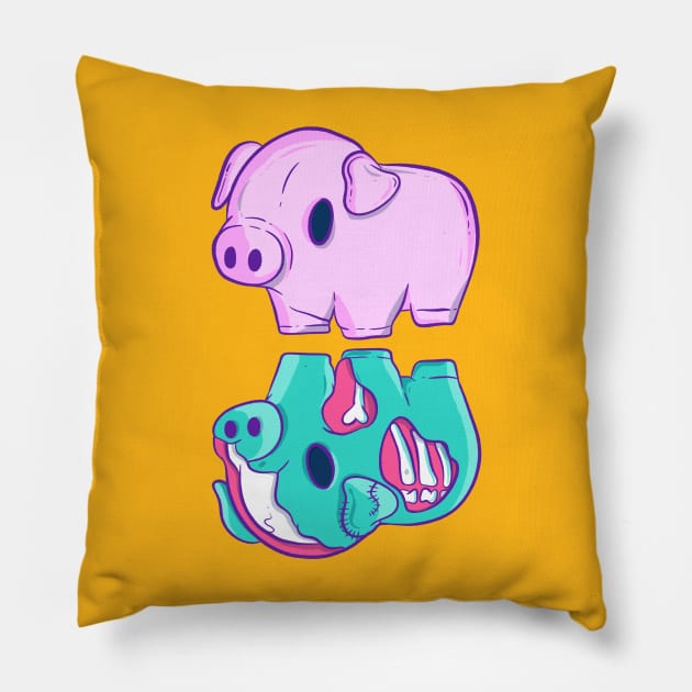 Zombie pig Pillow by Jess Adams