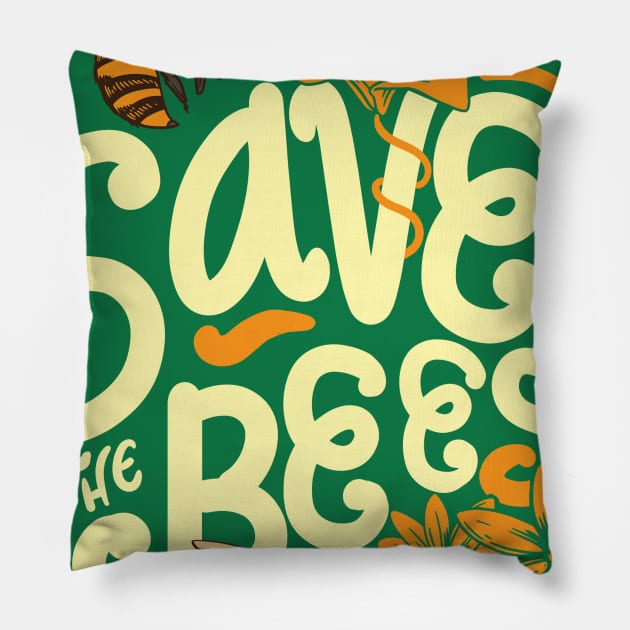 Save The Bees flowers nature honey bee lovers gift Pillow by Lomitasu