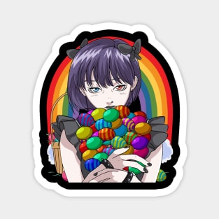 Goth Anime Girl Easter Eggs Rainbow Magnet