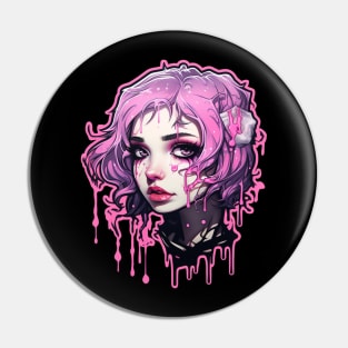 Pink Cyber Goth Girl Bubblegum Pin