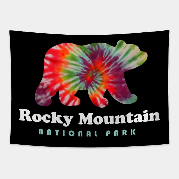 Rocky Mountain National Park Tie Dye Bear Rocky Mountains Tapestry by PodDesignShop