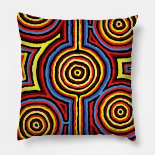 Aboriginal Art - Campsites New Colors Pillow