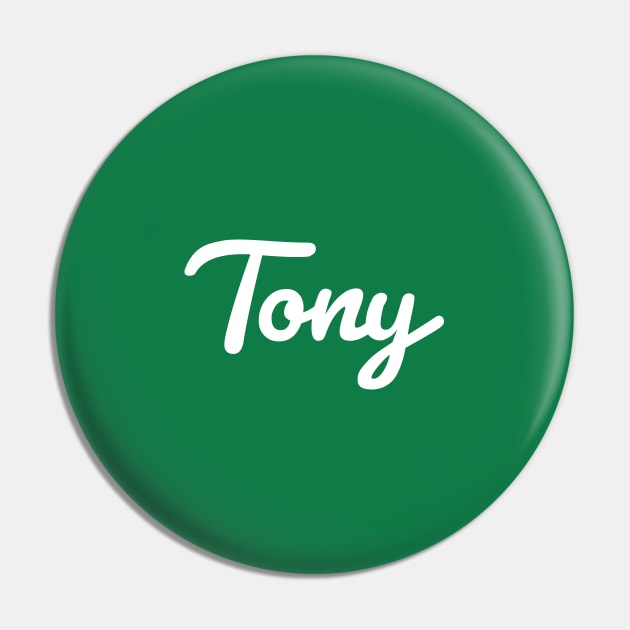 Tony Cursive Script Typography White Text Pin by ellenhenryart