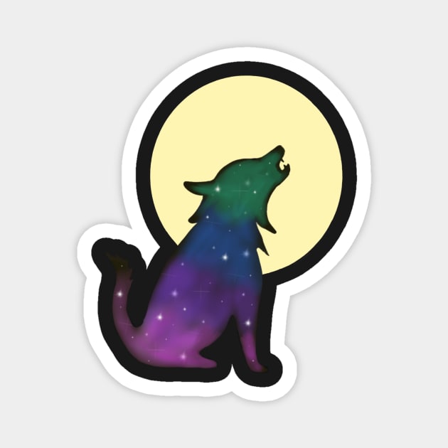 Wolf howling at the moon Magnet by KaisPrints