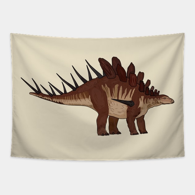 Kentrosaurus cartoon illustration Tapestry by Miss Cartoon