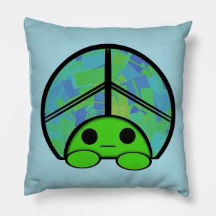 Turtle World Peace Sign Pillow