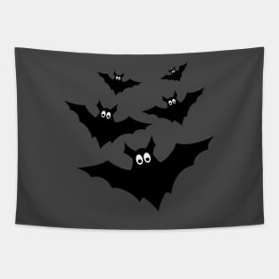 Cool cute black flying bats Halloween Tapestry