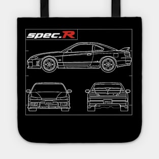 s15 spec r aero line art blue print drawing te37 Tote