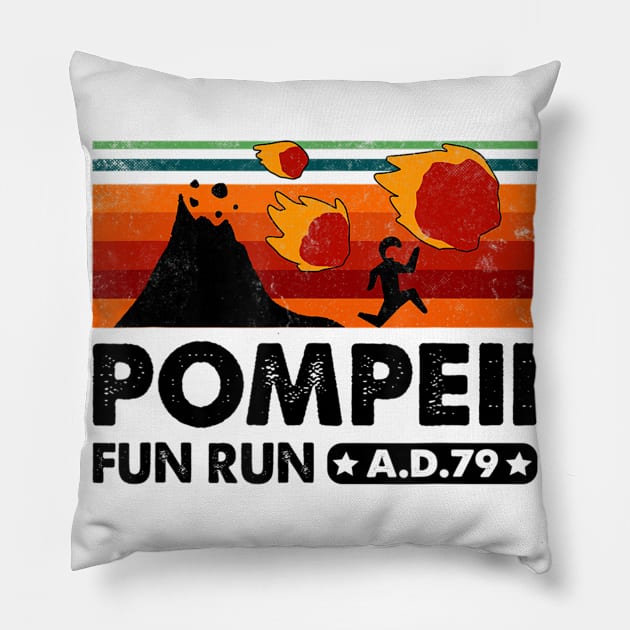 Pompeii Fun Run 79 AD Retro Vintage Pillow by adrinalanmaji