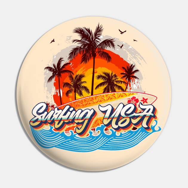 Surfing USA Pin by sticker happy