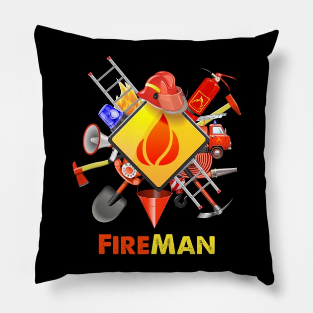 Fire safety Firefighter Fire Extinguishers fireman Pillow by DarkTee.xyz