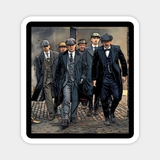 Thomas Shelby walking with the Peaky Blinders, well dressed  as abstract comic art (vers. 1) Magnet