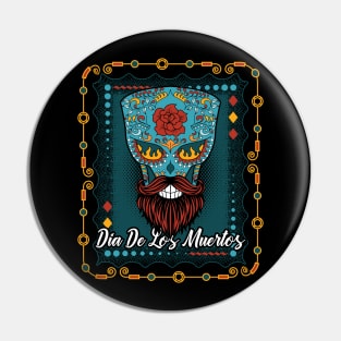 Dia de los Muertos Blue Sugar Skull Pin