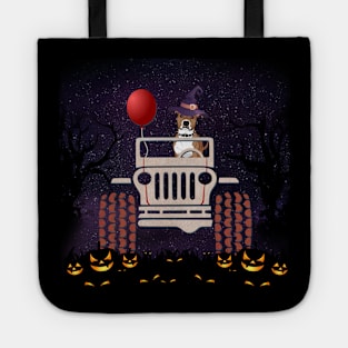 JP Scared Pitbull in The Car Halloween Tote