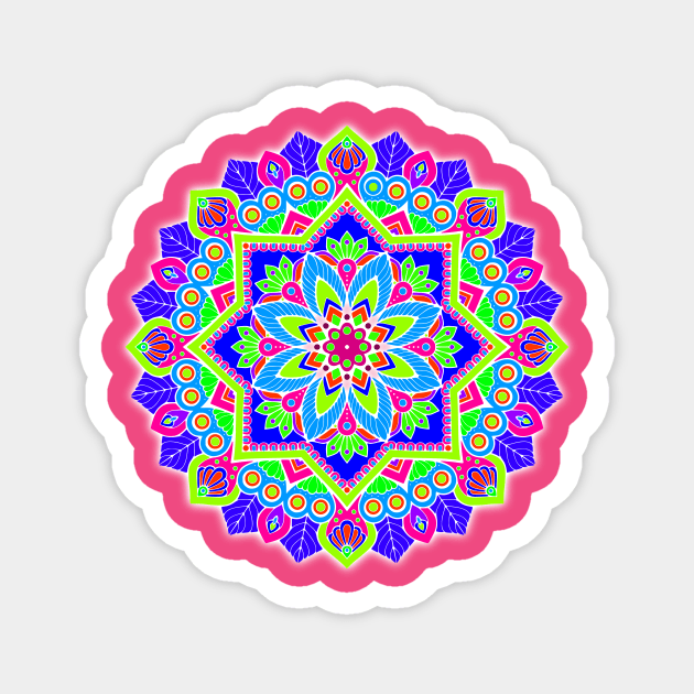 Pretty Colorful Mandala Magnet by AlondraHanley