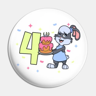 I am 4 with bunny - girl birthday 4 years old Pin