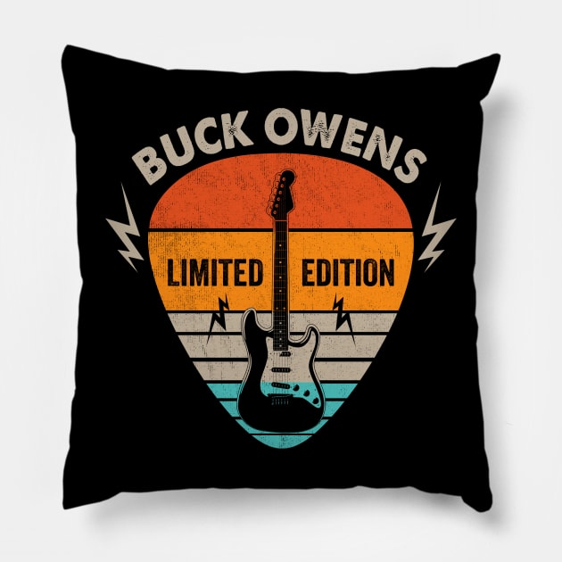 Vintage Buck Owens Name Guitar Pick Limited Edition Birthday Pillow by Monster Mask