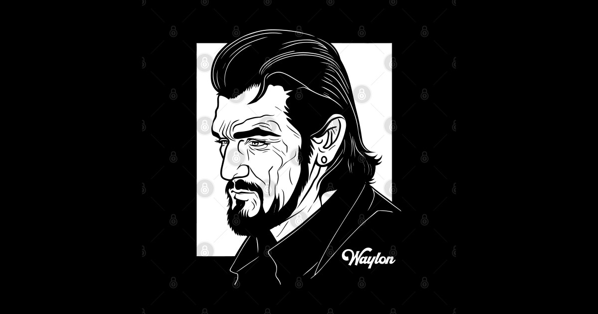 Waylon Jennings // Retro Style Fan Design - Waylon Jennings - Sticker ...