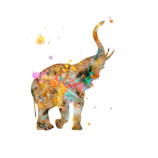 Baby Elephant Watercolor Painting Gold T-Shirt