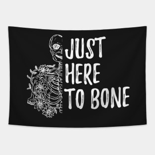 Funny Skeleton Just Here To Bone - Skeleton Belly Dance Halloween - Cute Sarczstic Skeleton Dance Orange Heart Halloween Tapestry