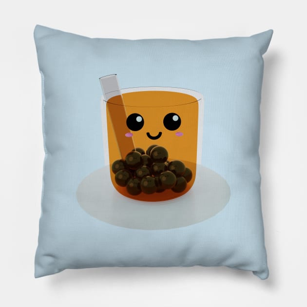 Cute Bubble Tea Pillow by Pakanese_Art