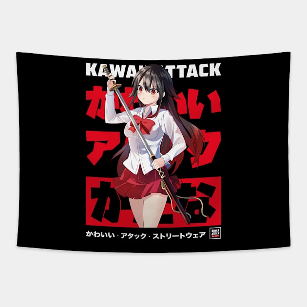 Katana Anime Yandere Girl Tapestry by KawaiiAttack