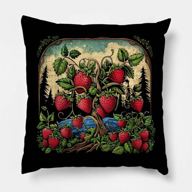 Cool Strawberry Plants by Night Pillow by antrazdixonlda