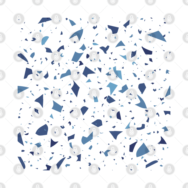 Terrazzo Pattern White Blue by ArunikaPrints