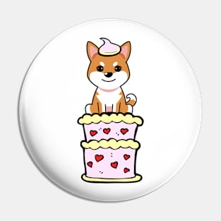 Orange dog Jumping out of a cake Pin