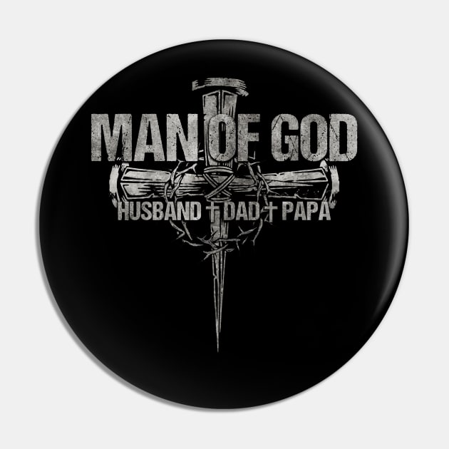 Man of God Husband Dad Papa Christian Cross Father's Day Pin by joneK