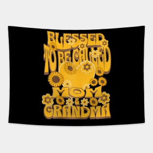 Womens Blessed To Be Called Mom And Grandma Sunflower Mothers Day Tapestry