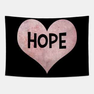 Hope pink heart typography cute text watercolor art Tapestry