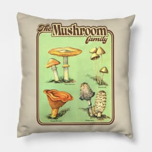 Mushroom Family - Vintage Retro Shroom Aesthetic Pillow