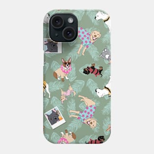 Animals on tropical vacation on sage Phone Case