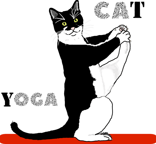 Cute Tuxedo Cat doing  Yoga  Copyright TeAnne Kids T-Shirt by TeAnne