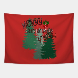 Merry Christmas Pine Trees, Snow, Candy Canes & Holly Gift Christmas Gifts Tapestry