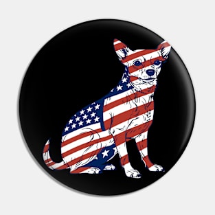 Chihuahua American Flag 4th Of July Dog Patriotic Puppy Pin