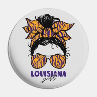 Proud Louisiana Girl Letting My Roots Show // Messy Hair Don't Care Louisiana Tiger Stripes Pin