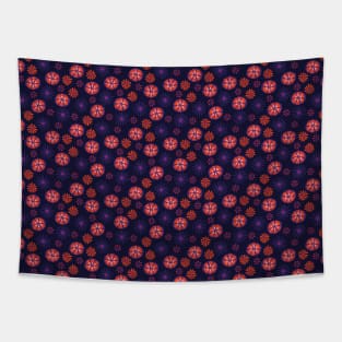 Abstract purple and red flowers on a dark purple background. Tapestry