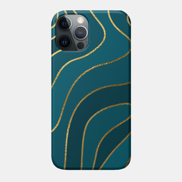 Blue Abstract Agate Gold Trendy Pattern - Agate - Phone Case