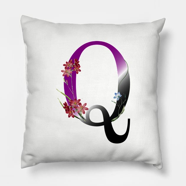 botanical monogram Q Pillow by Eric Okore