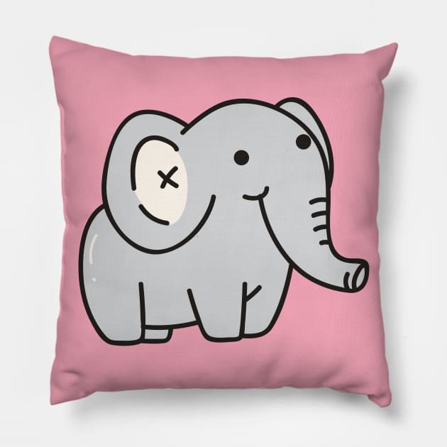 Cute Baby Elephant Doodle Drawing Pillow by SLAG_Creative