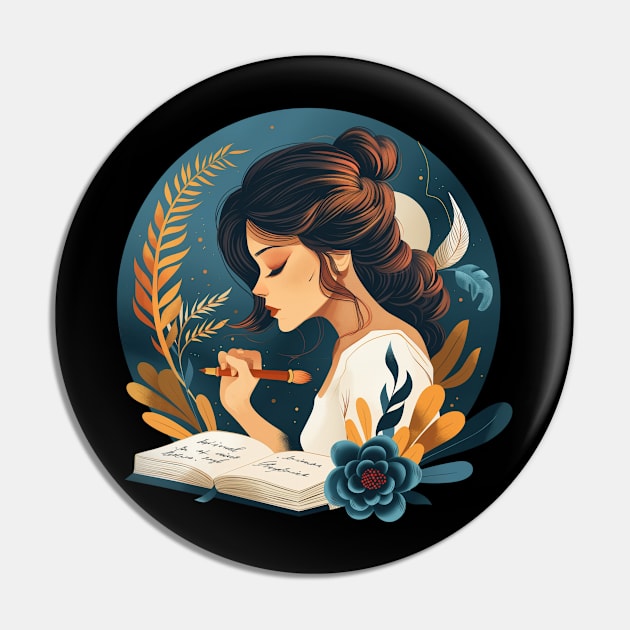 Writer Girl Gift Design Pin by Mary_Momerwids