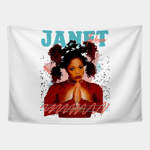 Janet JacKson Together Again Fan Art Retro Design // Vintage Tapestry by Nandin Putri