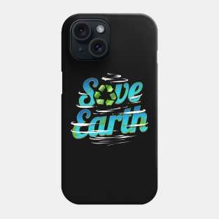 Save Earth With Recycle Logo And Clouds For Earth Day Phone Case